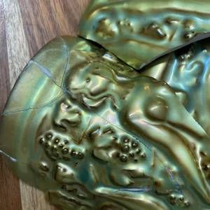 Eozinos aranyozott gyűrű - mentett porcelán darabok, csavart, állítható - ékszer - gyűrű - kerek gyűrű - Meska.hu