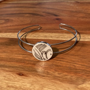 Mentett porcelán darabok - nemesacél karperec - állítható, Ékszer, Karkötő, Karkötő medállal, Mozaik, Ékszerkészítés, MESKA