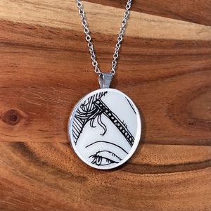 Mentett porcelán darabok - NŐI arc, szem medálos nyaklánc - nemesacél - ékszer - nyaklánc - medálos nyaklánc - Meska.hu