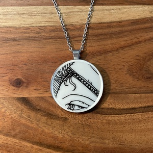 Mentett porcelán darabok - NŐI arc, szem medálos nyaklánc - nemesacél, Ékszer, Nyaklánc, Medálos nyaklánc, Mozaik, Ékszerkészítés, MESKA