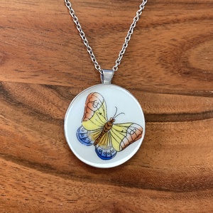 Mentett porcelán darabok - pillangós nagy medálos nyaklánc - nemesacél - ékszer - nyaklánc - medálos nyaklánc - Meska.hu