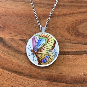 Mentett porcelán darabok - pillangós nagy medálos nyaklánc - nemesacél - ékszer - nyaklánc - medálos nyaklánc - Meska.hu