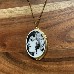 Aranyozott medál - mentett porcelán darabok - NŐI ARC medál vagy nyaklánc, I, Ékszer, Nyaklánc, Medálos nyaklánc, Mozaik, Ékszerkészítés, MESKA