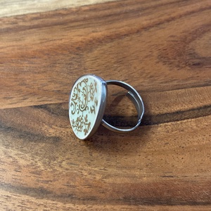 Francia mentett porcelán darabok - virágos nemesacél gyűrű, állítható - ékszer - gyűrű - kerek gyűrű - Meska.hu