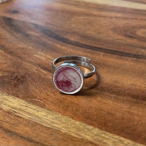 Francia mentett porcelán darabok - rózsás nemesacél gyűrű - állítható - ékszer - gyűrű - kerek gyűrű - Meska.hu