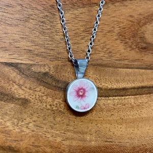 Francia mentett porcelán darabok - virágos pici medálos nyaklánc - nemesacél - ékszer - nyaklánc - medálos nyaklánc - Meska.hu