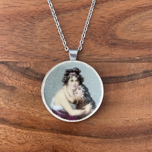 Mentett porcelán darabok, anya-lánya ölelés nagy medálos nyaklánc - nemesacél - Meska.hu