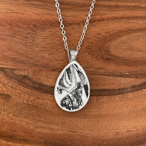 Mentett porcelán darabok - nyaklánc, nemesacél csepp medálos - ékszer - nyaklánc - medálos nyaklánc - Meska.hu