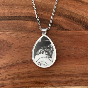 Mentett porcelán darabok - Női Arc nyaklánc - nemesacél csepp medálos - ékszer - nyaklánc - medálos nyaklánc - Meska.hu