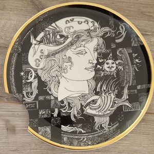 Aranyozott pici medál - mentett porcelán darabok - grafikus medál vagy nyaklánc - ékszer - nyaklánc - medálos nyaklánc - Meska.hu
