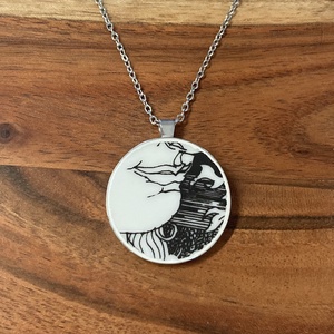 Mentett porcelán darabok - NŐI ARC medálos nyaklánc - nemesacél, Ékszer, Nyaklánc, Medálos nyaklánc, Mozaik, Ékszerkészítés, MESKA