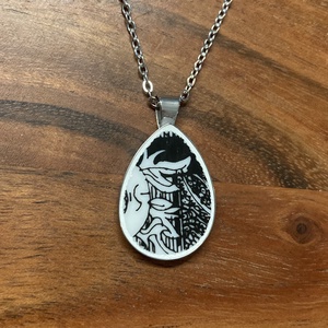 Mentett porcelán darabok - nyaklánc - nemesacél csepp medálos - Meska.hu