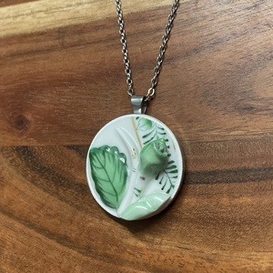 RITKA DARAB! Mentett porcelán darabok - 3D rózsás nagy medálos nyaklánc - nemesacél - ékszer - nyaklánc - medálos nyaklánc - Meska.hu