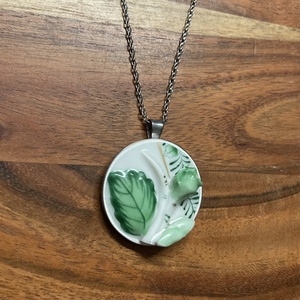 RITKA DARAB! Mentett porcelán darabok - 3D rózsás nagy medálos nyaklánc - nemesacél - ékszer - nyaklánc - medálos nyaklánc - Meska.hu