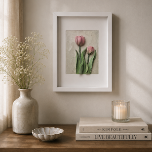 Festmény 3d struktúrfestéssel, Művészet, Festmény, Festmény vegyes technika, Festészet, Szobrászat, Ez a kis falikép a tavasz finomságát idézi. A tulipánok és a levelek egyenként, kézzel készültek és..., MESKA