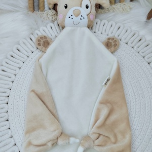 Bézs plüss rongyi kutyus, Baba - mama, Baba játékok, Szundikendő, alvóka, Varrás, MESKA