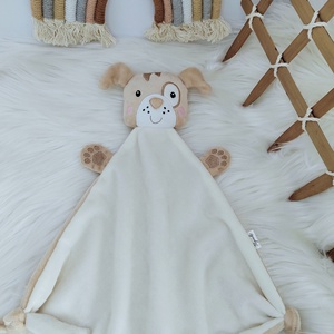 Bézs plüss rongyi kutyus - baba - mama - baba játékok - szundikendő, alvóka - Meska.hu