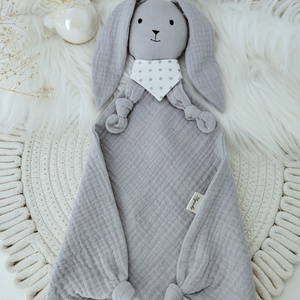 Szürke, dupla géz rongyi nyuszi, Baba - mama, Baba játékok, Szundikendő, alvóka, Hímzés, Varrás, MESKA