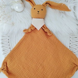 Mustár dupla géz nyuszi - baba - mama - baba játékok - szundikendő, alvóka - Meska.hu