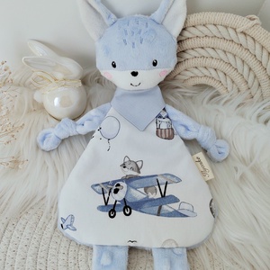 Kék minky kisróka - baba - mama - baba játékok - szundikendő, alvóka - Meska.hu