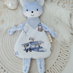 Kék minky kisróka, Baba - mama, Baba játékok, Szundikendő, alvóka, Hímzés, Varrás, MESKA