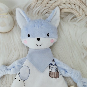 Kék minky kisróka - baba - mama - baba játékok - szundikendő, alvóka - Meska.hu