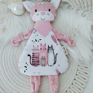 Púder minky cica, Baba - mama, Baba játékok, Szundikendő, alvóka, Hímzés, Varrás, MESKA