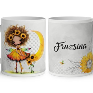 Névvel kérhető - Bájos Napraforgós tündérlány mintás bögre, Otthon & Életmód, Konyhafelszerelés, tálalás, Tálalás, Bögre & Csésze, , MESKA