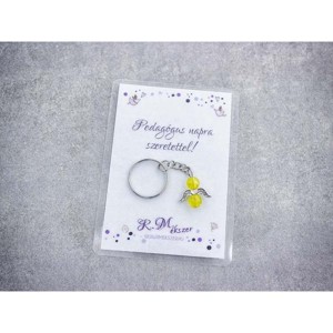 Pedagógus napra sárga angyal medálos kulcstartó, , , MESKA