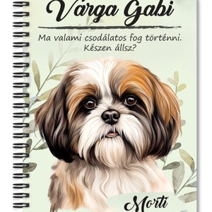 Személyre szabható - Barna Shih tzu portré mintás A6-os füzet, Otthon & Életmód, Papír, írószer, Jegyzetfüzet & Napló, , MESKA