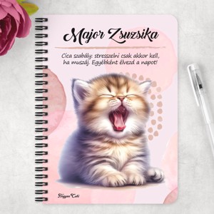 Személyre szabható - Ásító cuki cicus mintás A6-os füzet - otthon & életmód - papír, írószer - jegyzetfüzet & napló - Meska.hu