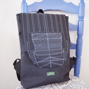 Sötétszürke vízlepergető hátizsák épület mintával laptop taska, Táska & Tok, Hátizsák, Hátizsák, Varrás, MESKA