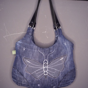 Molylepke válltáska / kézitáska fekete valódi bőr pántokkal - Meska.hu