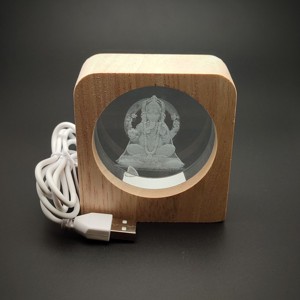 Gravírozott Ganesha üveg fa hangulatlámpa 7�8 cm, Kellékek & szerszámok, Ásvány alapanyag, , MESKA