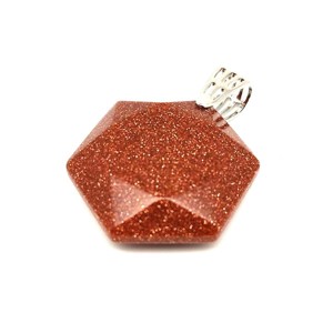 Hexagon medál Goldstone vörös 3cm, Ékszer, Nyaklánc, Medál, , MESKA