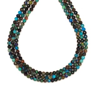 Krizokolla fazettált golyó A 3,5mm  ékszerkészítő alapanyag (füzér), Kellékek & szerszámok, Ásvány alapanyag, Ásványfüzér, , MESKA