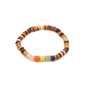 Mookait jáspis ásvány karkötő 5 korong köves díszítéssel 62 mm, Ékszer, Karkötő, Ásványkarkötő, , MESKA