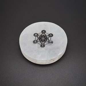 Szelenit korong metatron fekete matricás 6-7cm, Kellékek & szerszámok, Ásvány alapanyag, Szelenit korong, , MESKA