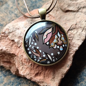 Harang-virág - üveglencsés medál, Ékszer, Nyaklánc, Medálos nyaklánc, Ékszerkészítés, Festett tárgyak, MESKA