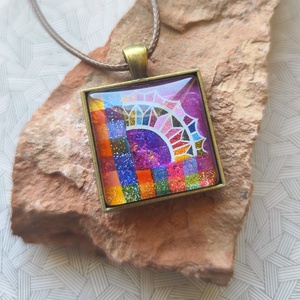 Napszivárvány - üveglencsés medál, Ékszer, Nyaklánc, Medál, Ékszerkészítés, Festett tárgyak, MESKA