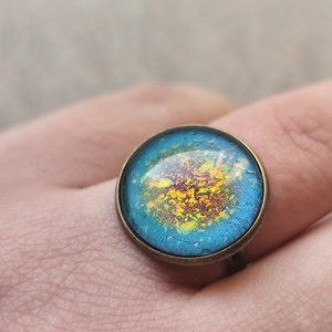 Atlantisz - üveglencsés gyűrű, Ékszer, Gyűrű, Üveglencsés gyűrű, Ékszerkészítés, Festett tárgyak, MESKA