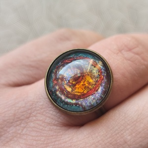 Örvénylés - üveglencsés gyűrű, Ékszer, Gyűrű, Üveglencsés gyűrű, Ékszerkészítés, Festett tárgyak, MESKA