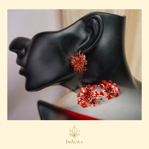 Tűzvirág fülbevaló, Ékszer, Fülbevaló, Lógó fülbevaló, Ékszerkészítés, MESKA