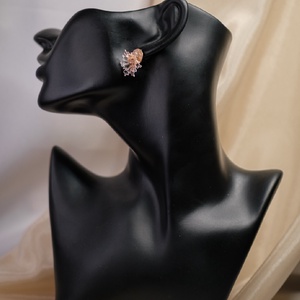 Rosegold üvegvirág fülbevaló - ékszer - fülbevaló - csillár fülbevaló - Meska.hu