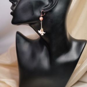 Rosegold lógós fülbevaló - ékszer - fülbevaló - lógó fülbevaló - Meska.hu