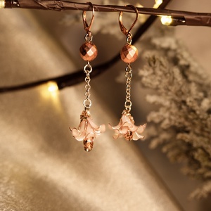 Rosegold lógós fülbevaló - ékszer - fülbevaló - lógó fülbevaló - Meska.hu