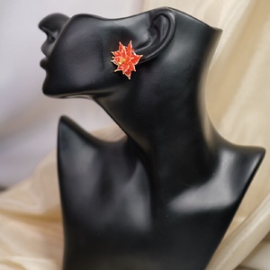 Piros-arany virág fülbevaló - ékszer - fülbevaló - fülékszer - Meska.hu