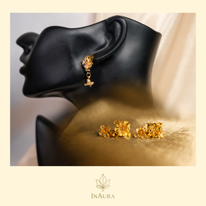 Arany virág fülbevaló, Ékszer, Fülbevaló, Lógó fülbevaló, Ékszerkészítés, MESKA