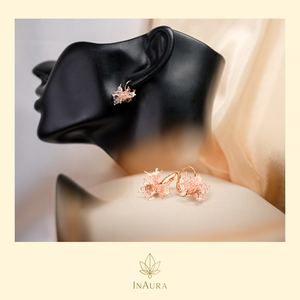 Rózsaszín üvegvirág hatású fülbevaló, Ékszer, Fülbevaló, Fülékszer, Ékszerkészítés, MESKA