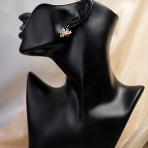 Rózsaszín üvegvirág hatású fülbevaló - ékszer - fülbevaló - fülékszer - Meska.hu